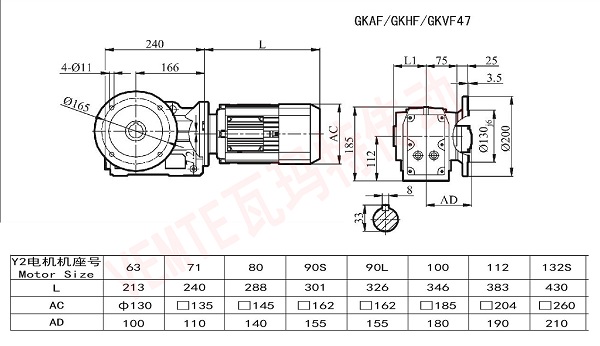 KAF KHF KVF47減速機尺寸圖紙 KAF KHF KVF47減速機尺寸圖紙