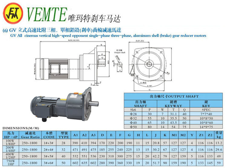 GV立式高速比付三項(xiàng)，單項(xiàng)鋁殼剎車齒輪減速馬達(dá)